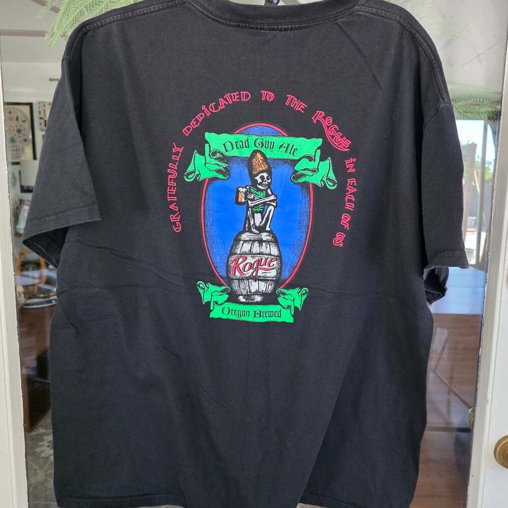 Rogue Dead Guy Ale T-Shirt Size XL Black Graphic Tee